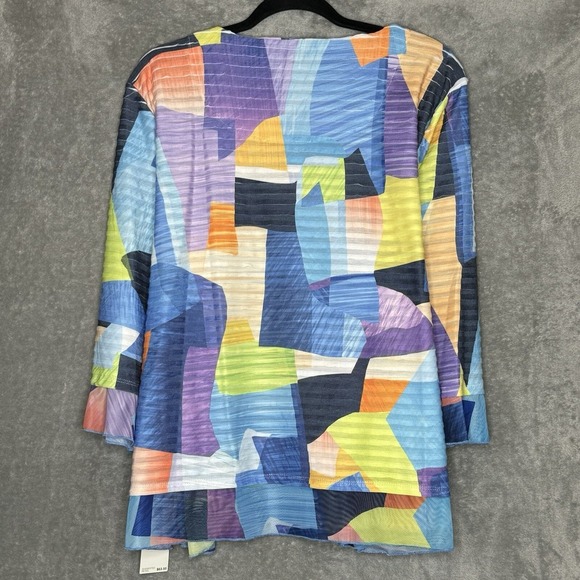 Alfred Dunner 1X Top Shirt Blue Purple Geometric Flutter 3/4 Sleeve Scoop Neck - Picture 5 of 8